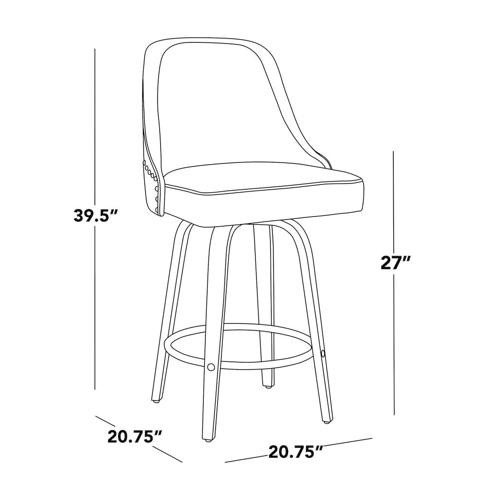 Studded Marcel 27" Fixed-Height Counter Stool - Set of  2