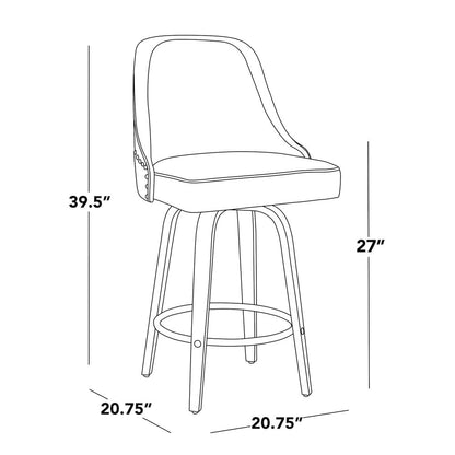 Studded Marcel 27" Fixed-Height Counter Stool - Set of  2