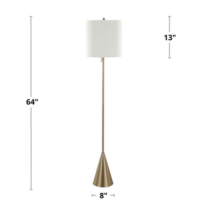 Brushed Nickel, White Linen Cone 64" Metal Floor Lamp