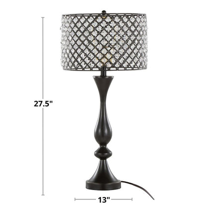 Polished Nickel, Clear Crystal Topaz 27" Metal Table Lamp