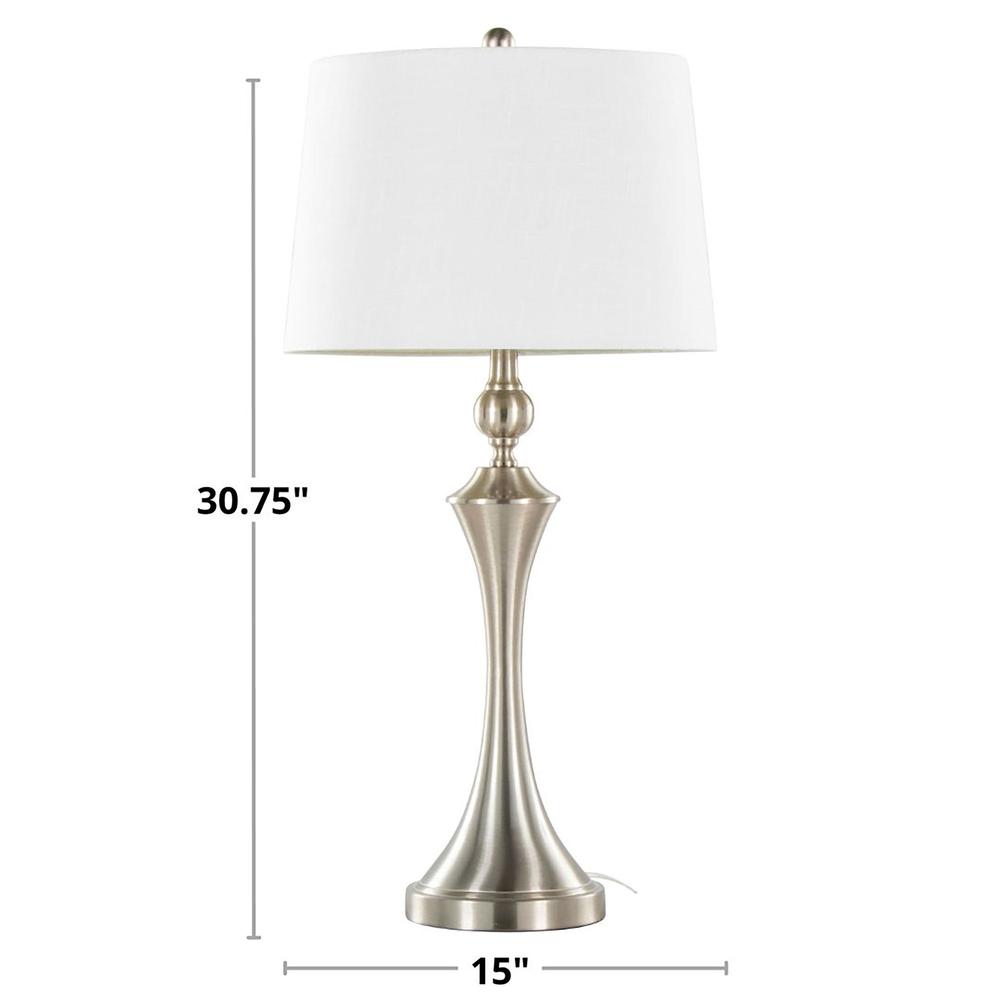Silver Flint 30" Metal Table Lamp with USB - Set of 2