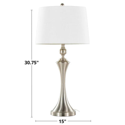 Silver Flint 30" Metal Table Lamp with USB - Set of 2