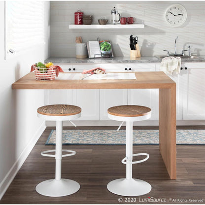 Black Metal, Bamboo Oregon Low Back Barstool - Set of 2