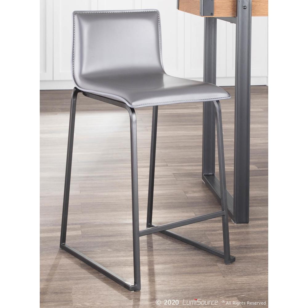 Black Metal, Grey PU Mara Counter Stool - Set of 2