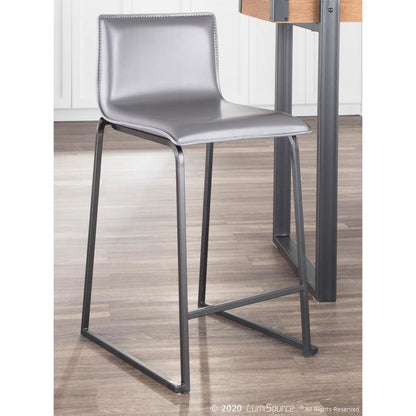 Black Metal, Grey PU Mara Counter Stool - Set of 2