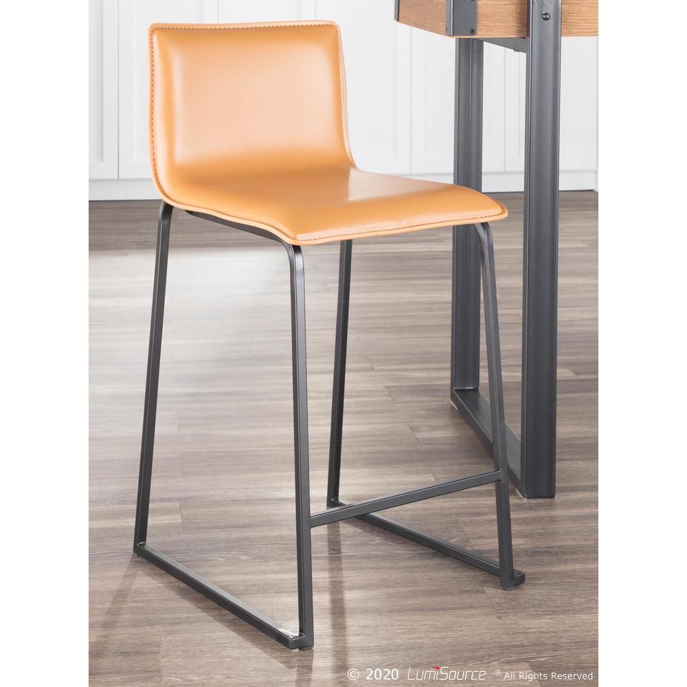 Black Metal, Camel PU Mara Counter Stool - Set of 2