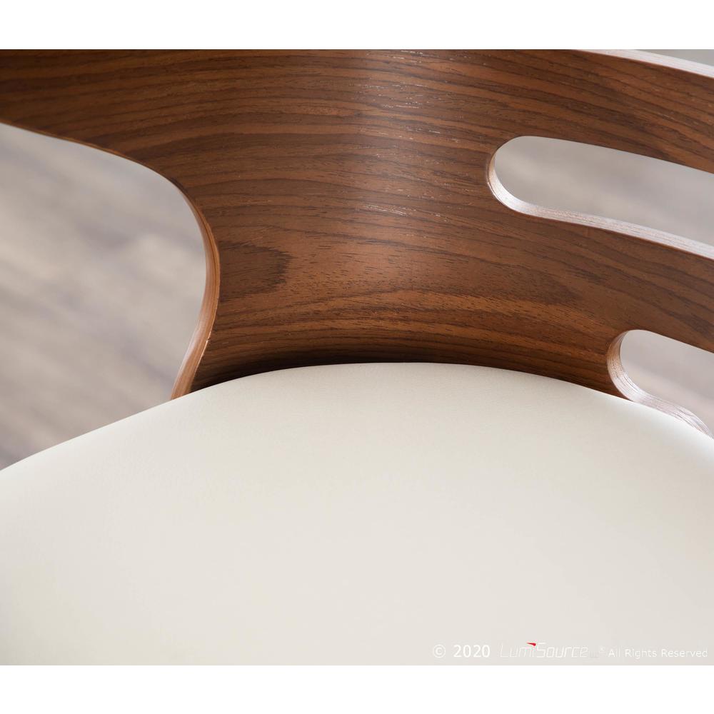 Walnut Wood, Cream PU, Chrome Cosini Counter Stool - Set of 2