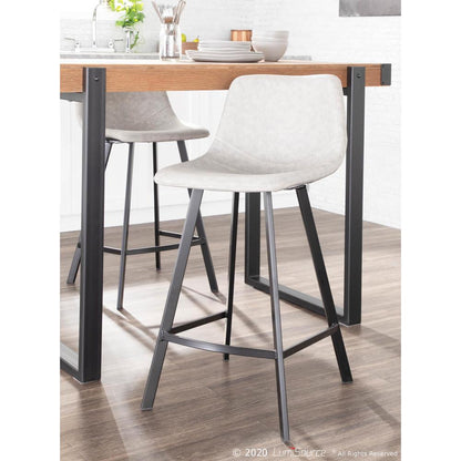 Grey PU Fabric, Black Legs Outlaw Counter Stool - Set of 2