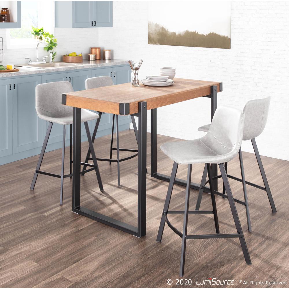 Grey PU Fabric, Black Legs Outlaw Counter Stool - Set of 2