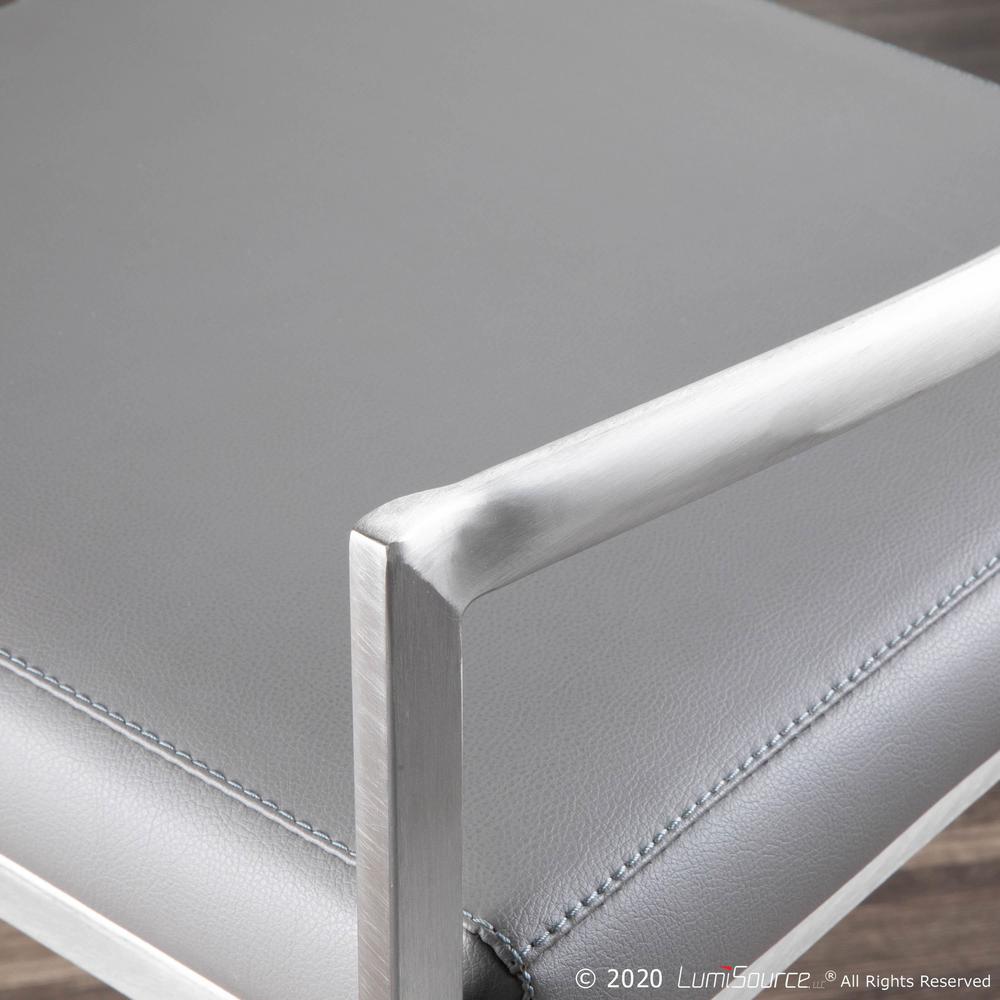 Brushed Stainless Steel, Grey PU Fuji Stacker Counter Stool - Set of 2