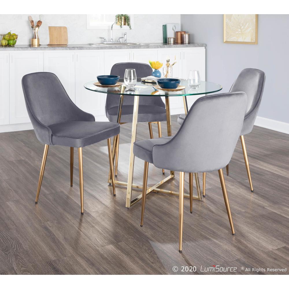 Gold Frame, Silver Velvet Fabric Marcel Dining Chair - Set of 2