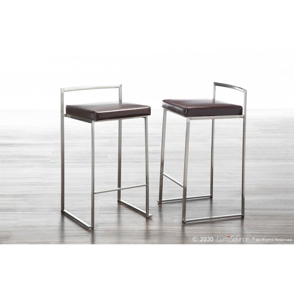 Brown Fuji Stacker Counter Stool - Set of 2