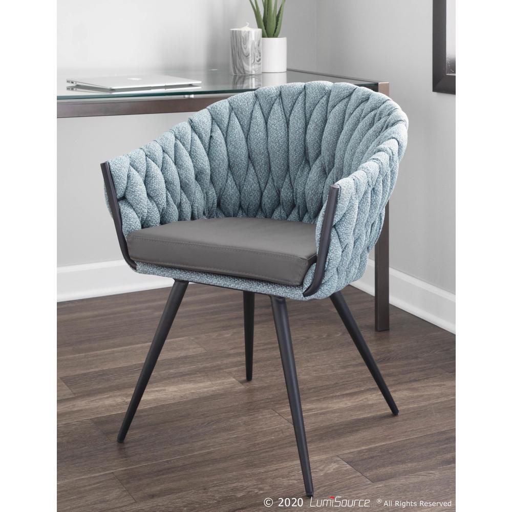 Black Metal, Grey PU, Blue Fabric Braided Matisse Chair