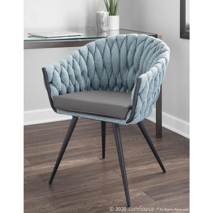 Black Metal, Grey PU, Blue Fabric Braided Matisse Chair