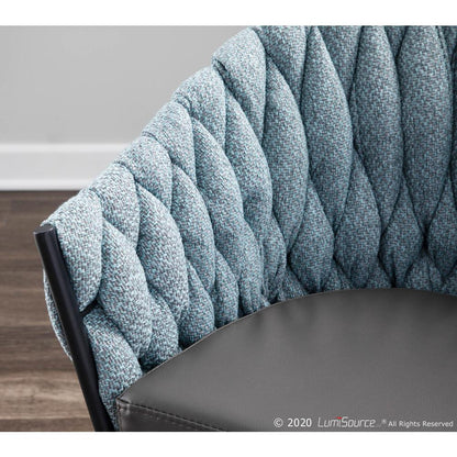 Black Metal, Grey PU, Blue Fabric Braided Matisse Chair