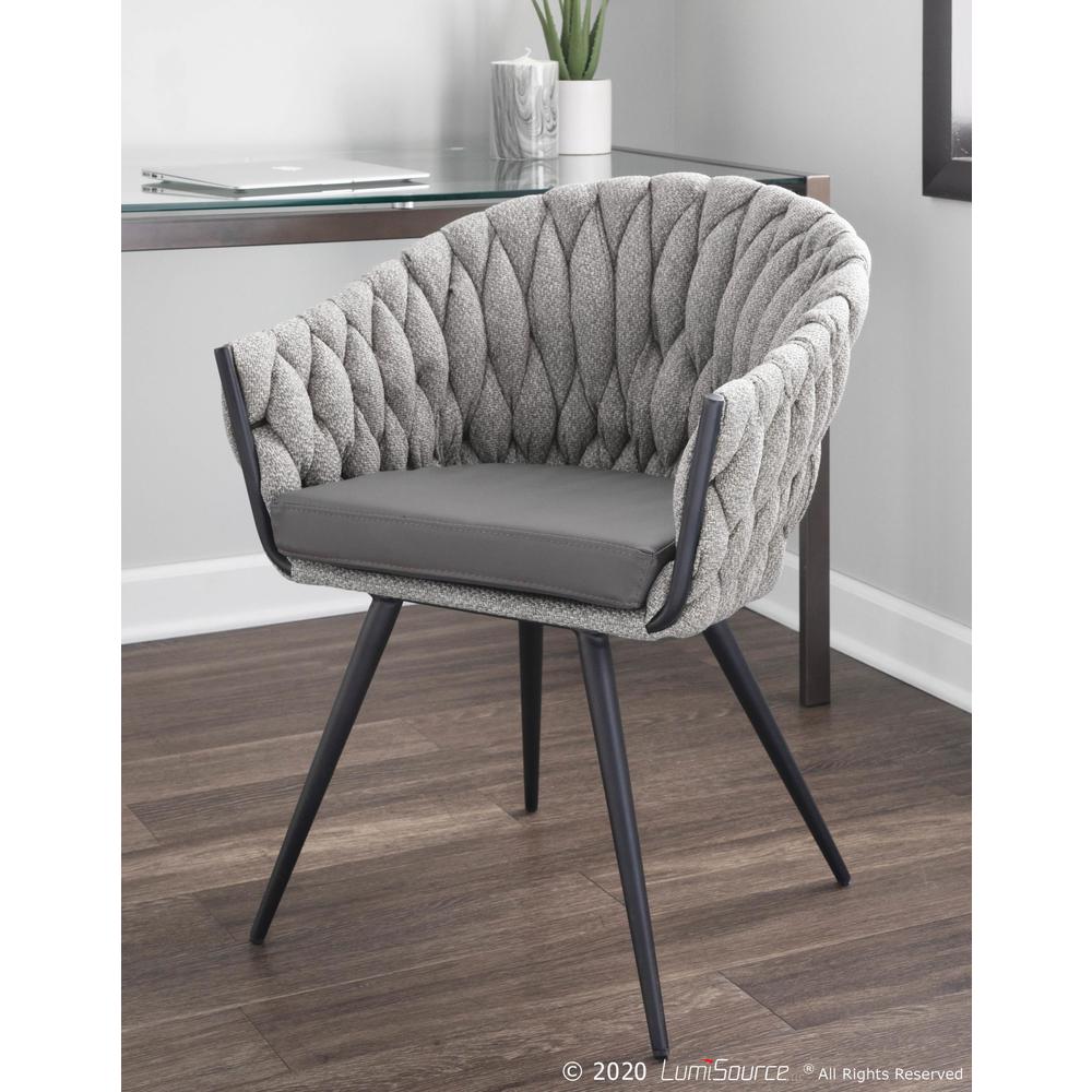 Black Frame, Grey PU, Grey Fabric Braided Matisse Chair