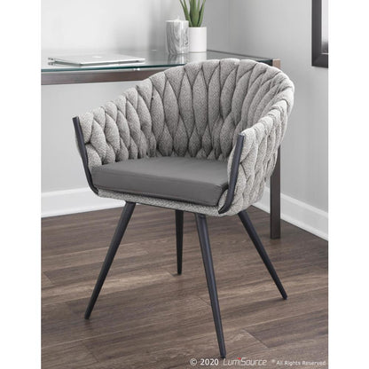 Black Frame, Grey PU, Grey Fabric Braided Matisse Chair