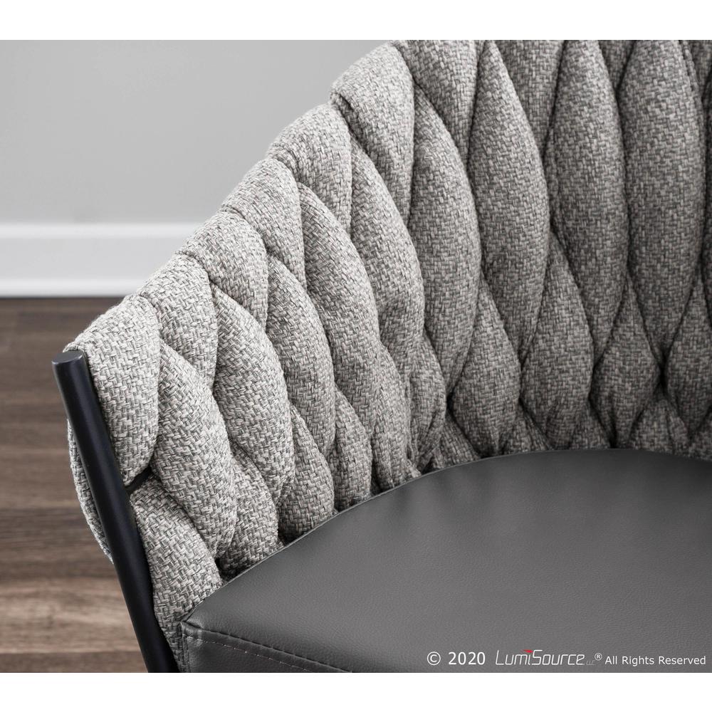 Black Frame, Grey PU, Grey Fabric Braided Matisse Chair