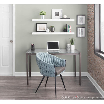Black Metal, Grey PU, Blue Fabric Braided Matisse Chair