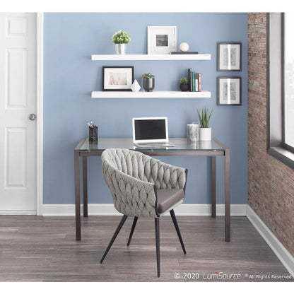 Black Frame, Grey PU, Grey Fabric Braided Matisse Chair