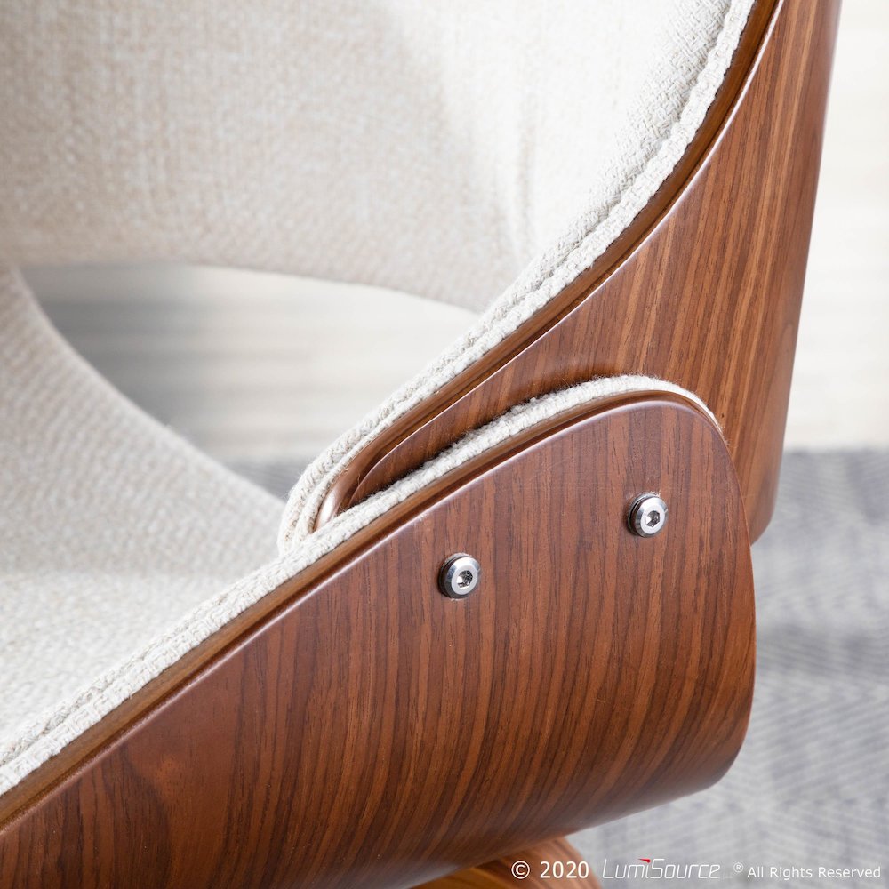 Walnut Wood, Cream Fabric Fabrizzi Chair