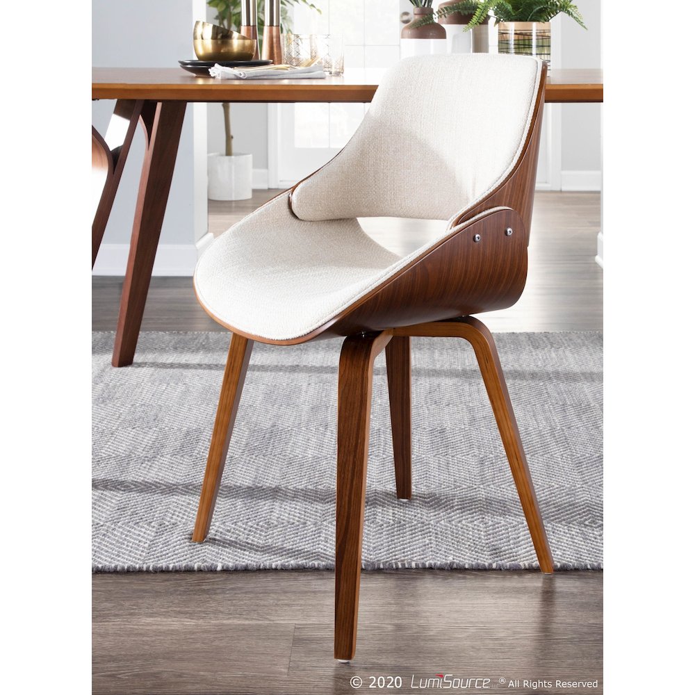 Walnut Wood, Cream Fabric Fabrizzi Chair