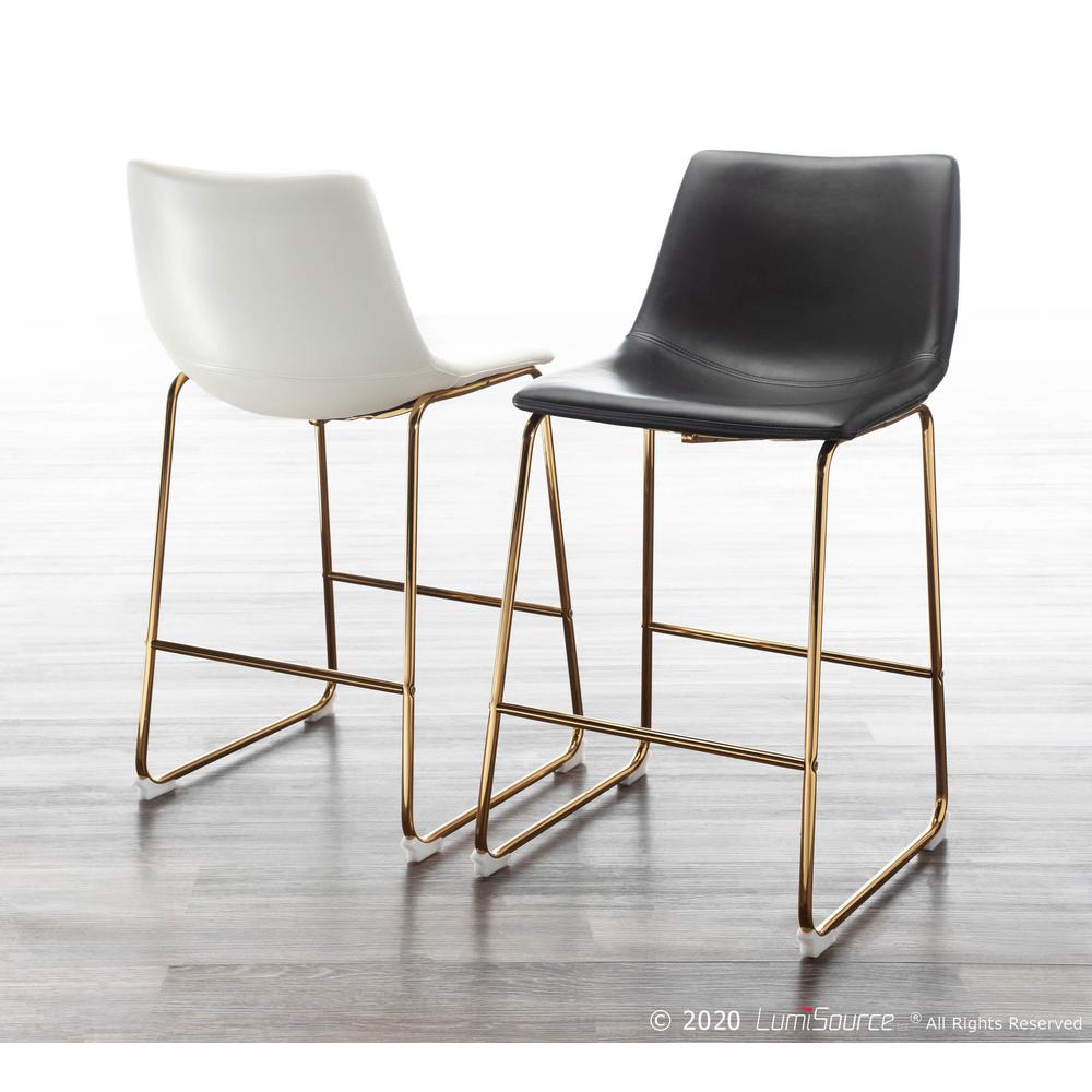 Gold Metal, Black PU Duke Counter Stool - Set of 2