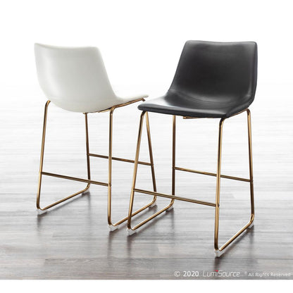 Gold Metal, Black PU Duke Counter Stool - Set of 2