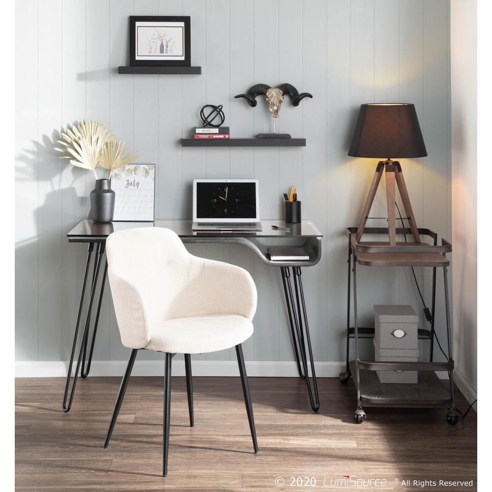 Black Metal, Cream Noise Fabric Boyne Chair