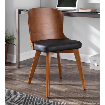 Walnut Bamboo, Black PU Bocello Chair