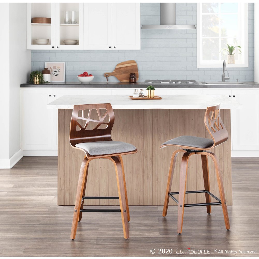 Grey Folia 26" Fixed Height Counter Stool - Set of 2