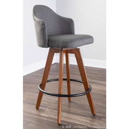 Walnut Wood, Grey Fabric Ahoy Counter Stool
