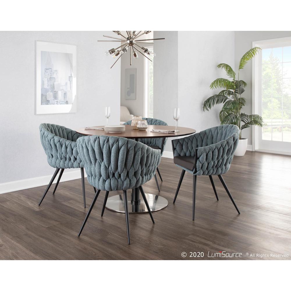 Black Metal, Grey PU, Blue Fabric Braided Matisse Chair