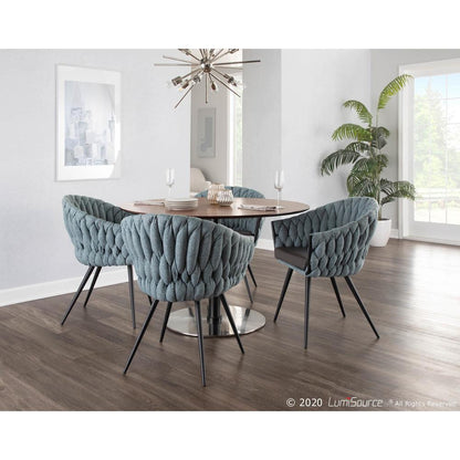 Black Metal, Grey PU, Blue Fabric Braided Matisse Chair