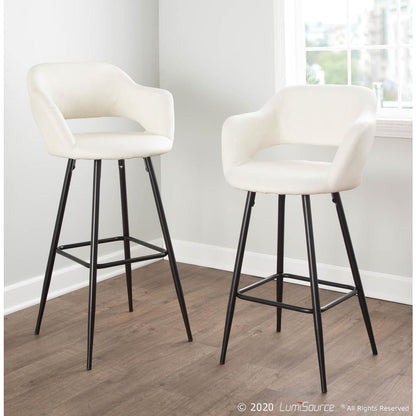 Black Metal, Cream PU Margarite Counter Stool - Set of 2