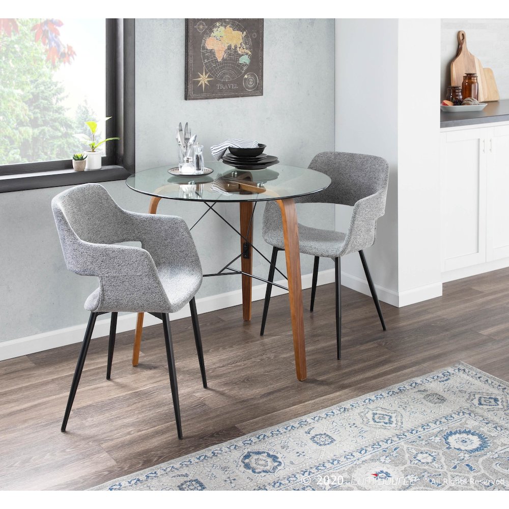 Grey Fabric, Black Legs Margarite Chair - Set of 2