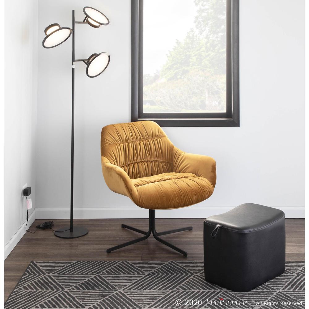 Black Metal, Chartreuse Velvet Wayne Swivel Lounge Chair