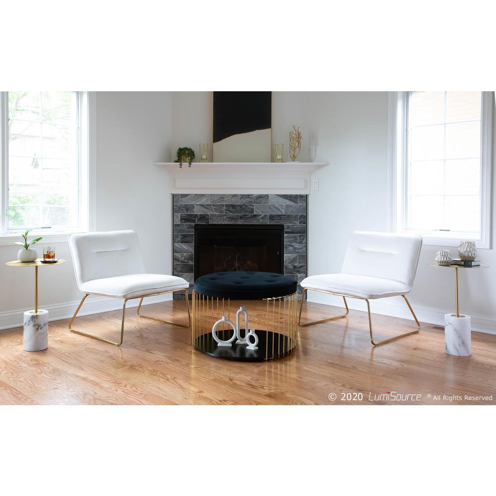 Gold Metal, Cream Velvet Casper Accent Chair