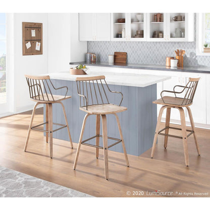White Washed Wood, Antique Copper Metal Preston Counter Stool