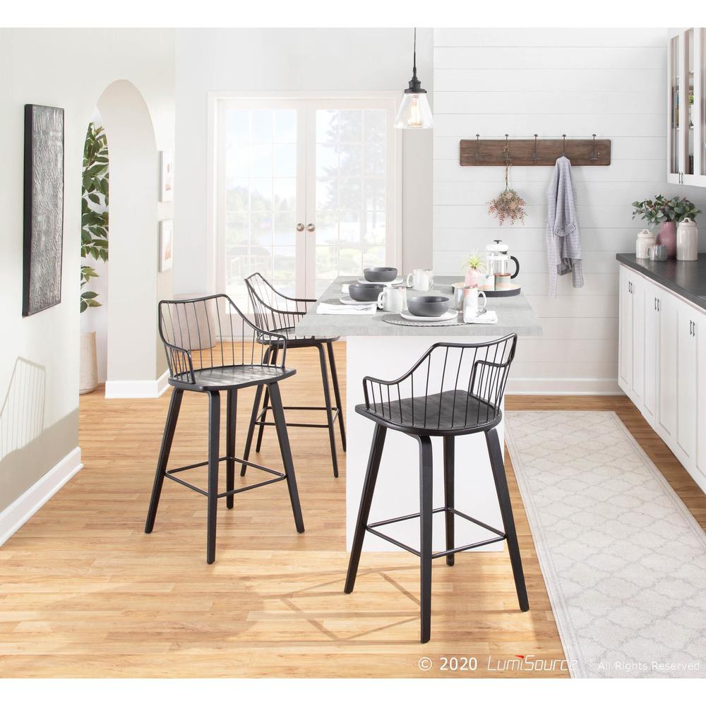 Black Wood, Black Metal Winston Counter Stool