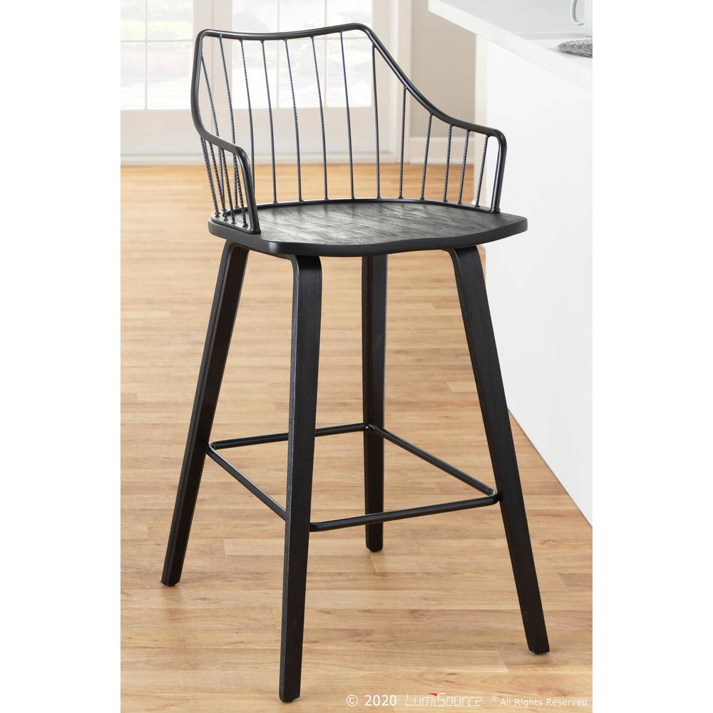 Black Wood, Black Metal Winston Counter Stool