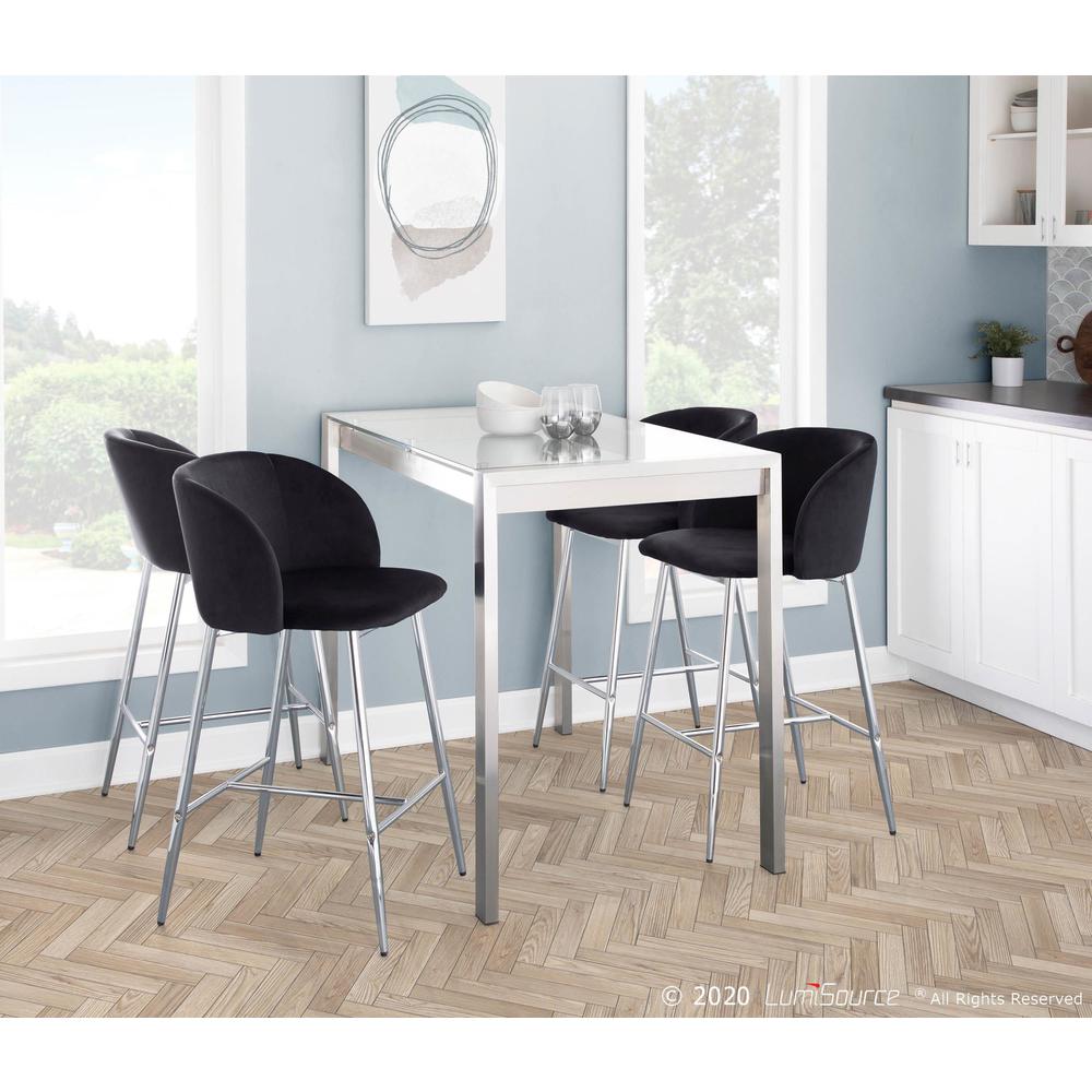 Chrome, Black Velvet Fran Counter Stool - Set of 2