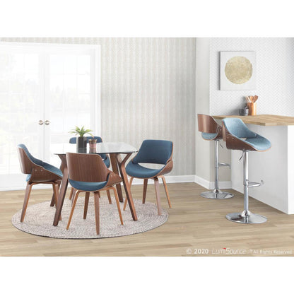 Walnut, Blue Fabrizzi Barstool