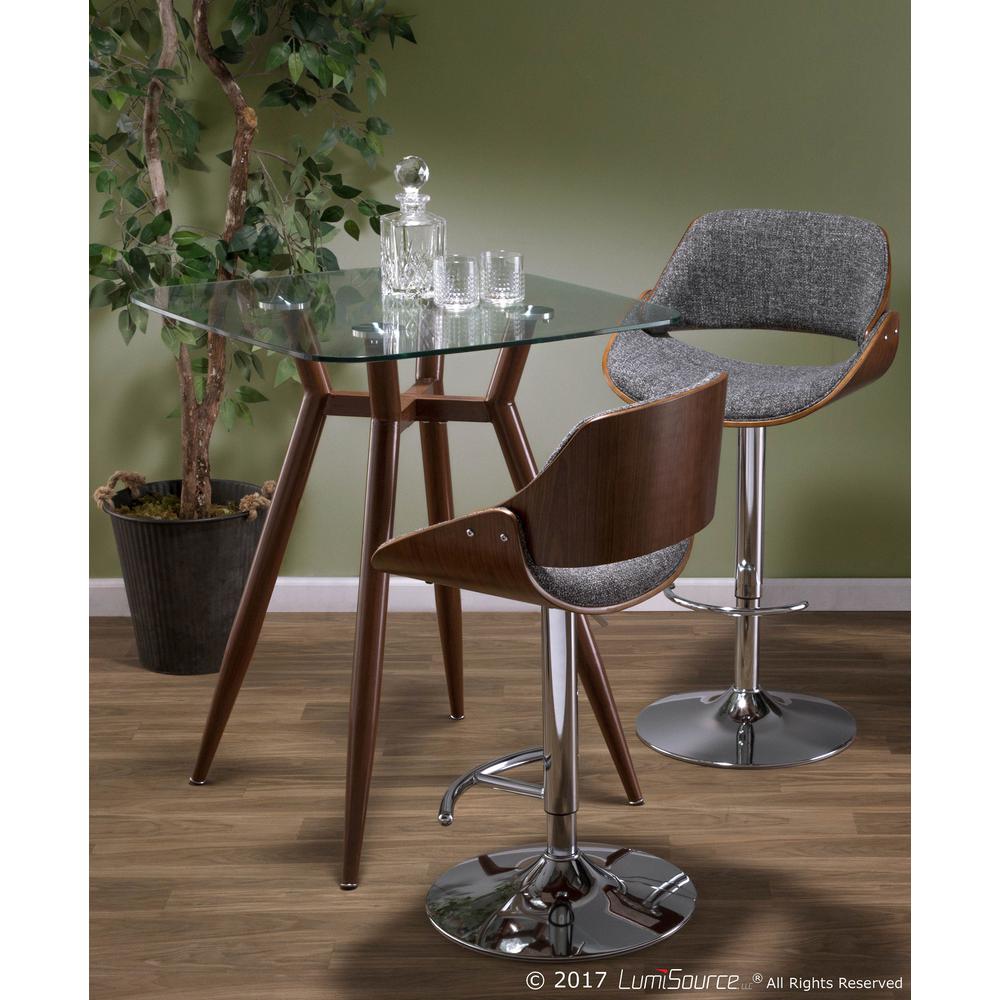 Walnut, Clear Glass Clara Square Counter Table