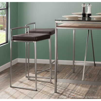 Brown Fuji Stacker Counter Stool - Set of 2