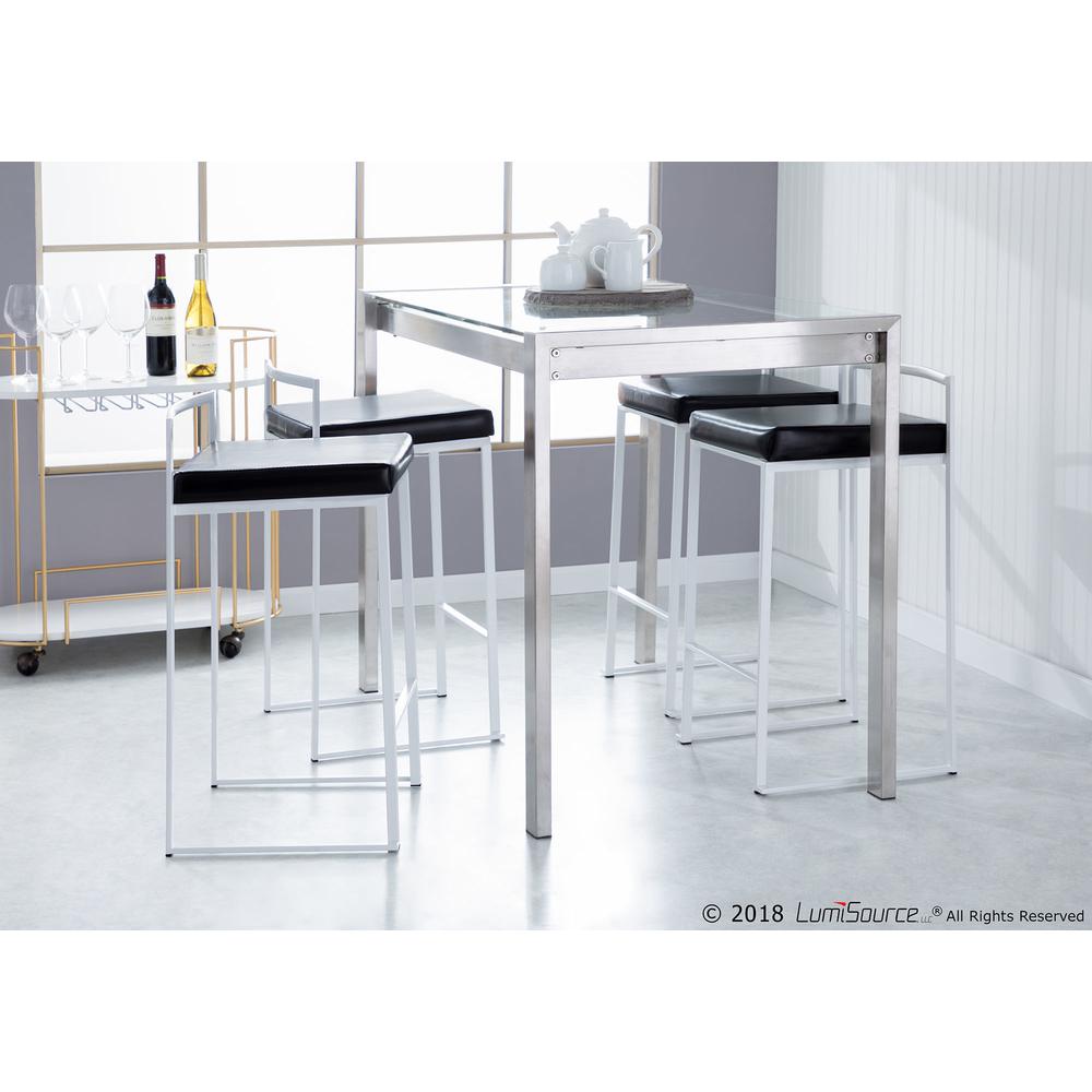 White, Black Fuji Stacker Counter Stool - Set of 2
