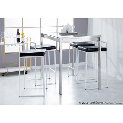 White, Black Fuji Stacker Counter Stool - Set of 2