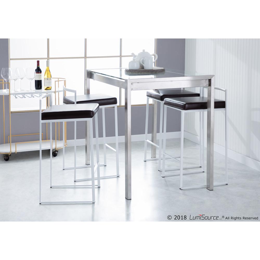White, Brown Fuji Stacker Counter Stool - Set of 2