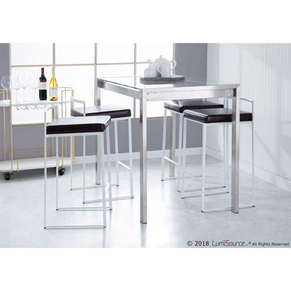 White, Brown Fuji Stacker Counter Stool - Set of 2
