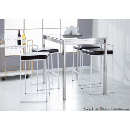 White, Brown Fuji Stacker Counter Stool - Set of 2